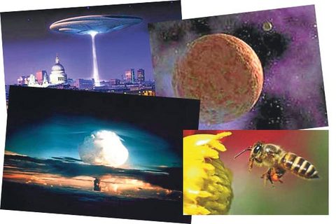 2012'DE NE OLACAK? Nükleer savaş, uzaylı istilası, bir gezegenin dünyaya çarpması, güneşte patlama veya arıların ortadan kaybolması. Bunların tamamı, üzerinde ciddi şekilde kafa yorulan kıyamet senaryolarının odağında yer alıyor. Peki senaryoların 2012'de gerçekleşme olasılığı nedir? İngiliz Daily Telegraph gazetesinden aktarıyoruz: