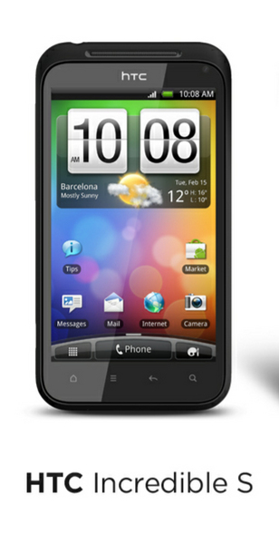 5 - HTC Incredible S: Tayvanlı üreticinin son akıllı Android'i HTC Incredible S'in, 480 x 800 piksel çözünürlüğünde 4 inçlik dokunmatik ekranı bulunuyor. 768 MB'lik RAM ve 1 GHz'lik işlemcisi olan cihaz, biri 1.3 diğeri 8 megapiksellik çift kameraya sahip. Yüksek çözünürlüklü (720p) video çekebilen telefona stereo surround sound ses sistemi de entegre edilmiş.