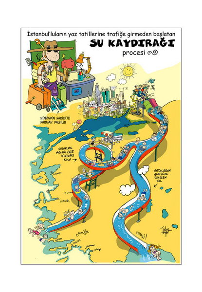 İstanbullular'ın yaz tatillerini trafiğe girmeden başlatan Su Kaydırağı Procesi