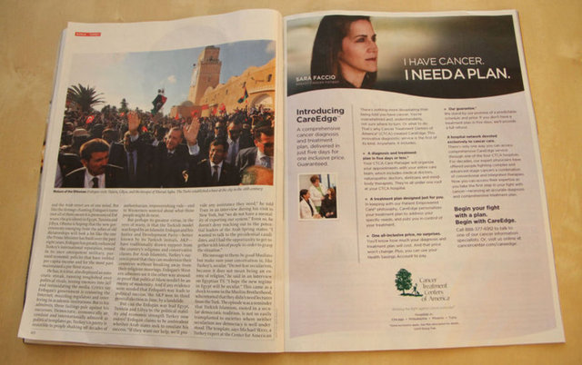 Ayrıca yazıda, Başbakan Erdoğan ile Dışişleri Bakanı Ahmet Davutoğlu'nun Libya'da tarihi Murat Ağa Camisi'ni ziyaret ederken Libyalıların gösterdiği büyük ilgiyi anlatan fotoğraf karesi de yer aldı. -