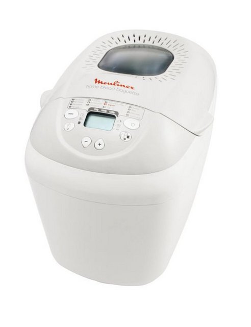 3 - Moulinex Home Bread XXL: - 750, 1000 ve 1500 gramlık ekmek yapabilen cihaz, 14 farkı pişirme (tuzsuz, diyet, pizza, kek ve makarna hamuru ile reçel...) programına sahip. İleri zamanlı programlama, 800 Watt'lık güç ve 3 farklı kızarma seviyesi ürünün diğer özellikleri. Standart bir beyaz ekmeği 3 saat 20 dakikada pişiren cihazın pişirme süresi 3 saat 55 dakikaya kadar çıkıyor. Fiyatı 350 TL