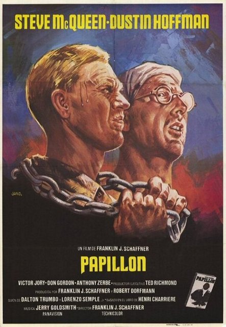 1-Kelebek (Papillon) (1973) -  - Hapishane filmlerine 'destansı' anlatıyı getirerek çığır açan bir başyapıt. Üç bölümde bir suçlunun tasvirini böylesi bir metotla yaparken Francis Ford Coppola'nın gangster filmine uyguladığını alana tahsis eden bir eser. Yönetmen Franklin J. Schaffner'ın zekasının kaynağında usta oyuncu Steve McQueen var.