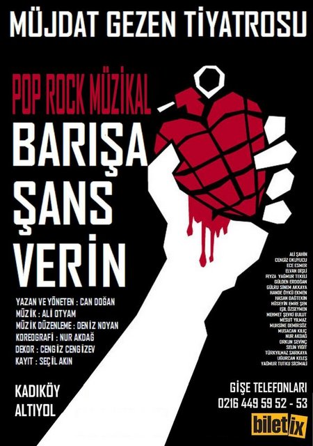 ** Müjdat Gezen Tiyatrosu'nda; 27 Ocak Cuma, saat 20.30'da, "Barışa Şans Verin". Giriş: 17, 12 TL. Tel: (216 449 59 52) -  - ** Mekânartı'da; 27 Ocak Cuma, saat 20.30'da, "Çok Hücreli Bölünen", 28 Ocak Cumartesi, saat 20.30'da, "Ölüm ve Kız", 29 Ocak Pazar, saat 15.30'da, "Kiralık Oda", 30 Ocak Pazartesi, saat 18.00'de ise "Üçkişi". Tel: (212 224 57 56)