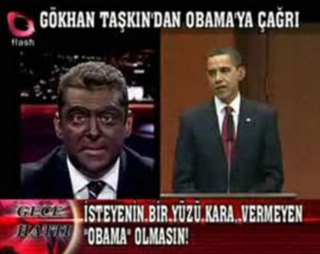 Ayakkabı boyasıyla yüzünü boyayıp, Obama'ya seslenen Flash TV spikeri Gökhan Taşkın, Papa'nın Türkiye ziyareti esnasında da Katolik lidere Kelime-i ﬁahadet getirip, Müslüman olmasını istedi. Tüm bu saçmalıkları canlı yayında ana haber bülteninde yaptı.