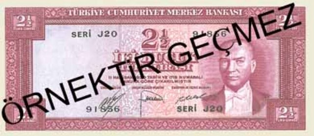 1952-1971 basımları 1958 yılında Banknot Matbaası kuruluncaya kadar Amerika Birleşik Devletleri, İngiltere veya Almanya'da bastırıldılar