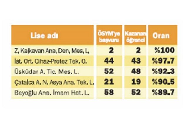 EN BAŞARILI İSTANBUL İLÇELERİ: - TÜM puan türlerinde Beşiktaş - yüzde 69.4'le birinci, Kadıköy yüzde - 60.3'le ikinci, Beyoğlu yüzde 58.8 ile - üçüncü en başarılı ilçe oldu. Adalar - yüzde 18.7, Sultangazi yüzde 33.2 ve - Sultanbeyli yüzde 34.5 oranıyla en - başarısız ilçeler.