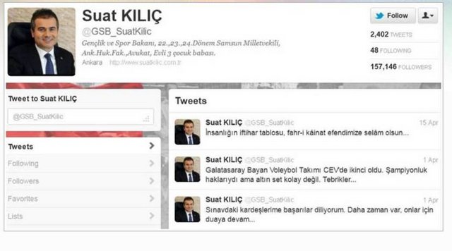 7) Gençlik ve Spor Bakanı Suat Kılıç