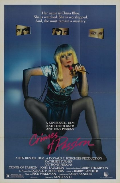 7-Tutku Suçları (Crimes of Passion) (1984) -  - China Blue ile Joanna Crane karakterleri arasında kalmış Kathleen Turner'ın rol aldığı karakter, daha ziyade din ve evlilik terapisi yapmayı amaçlıyor. Bu durum da filmi, 'hayat kadını filmleri' arasında nev-i şahsına münhasır bir Ken Russell temsiline dönüştürüyor. Zira burada yan karakterler de seks sahneleri de alışılagelmedik bir 'erotik-gerilim' vizyonu sunuyor. Ama esas hedef bu düşmüşlüğün felsefik çözümlemelerini renkli dünyayı arkada bırakmadan perdeye yansıtmak.