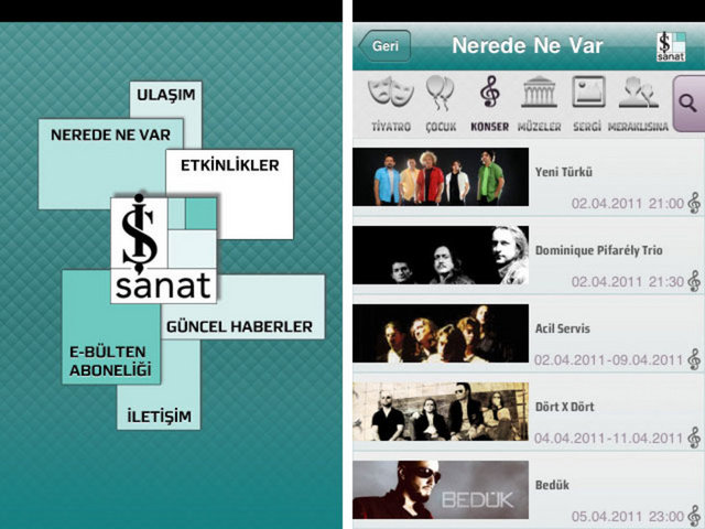 **İş Sanat iPhone uygulamasıyla İş Sanat'tan en güncel haberleri öğrenebilir, seçtiğiniz etkinliğin detaylarına ulaşabilir ve biletinizi satın alabilirsiniz. -