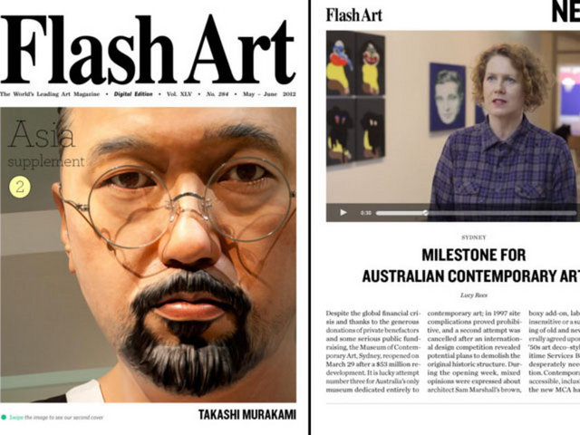 **Avrupa'nın en köklü güncel sanat dergisi Flash Art yeni iPad uygulamasıyla artık parmaklarınızın ucunda. Kağıt baskıda bulunmayan ekstra özellikleriyle bu uygulama dergi okumayı oldukça eğlenceli hale getiriyor. Haberleri okurken eklenen fotoğraf galerilerini gezebilir, videoları seyredebilirsiniz. 2 ayda bir yayınlanan derginin online versiyonu 2.99 Euro.