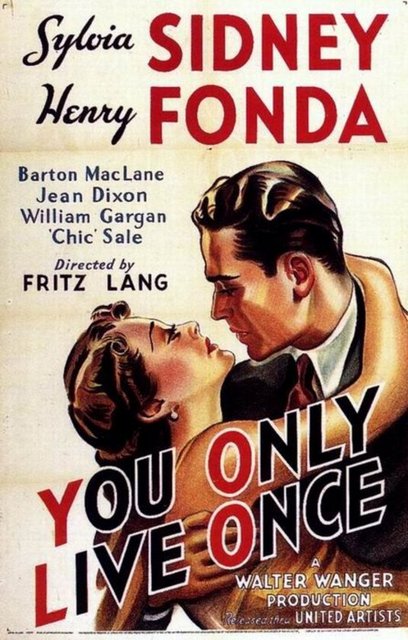 3-You Only Live Once (1937) -  - Fritz Lang imzalı ilk 'Bonnie ve Clyde' uyarlaması. Henry Fonda-Sylvia Sidney ikilisi Büyük Bunalım döneminin içinden 'saldırıyor'... İkilinin gücüyle üreyen bu ilk Bonnie-Clyde hikayesinin tarafları ve amaçları açık. "You Only Live Once", Lang zekasından beslenen, sinemanın bu melez formüldeki öncü eserlerinden... -