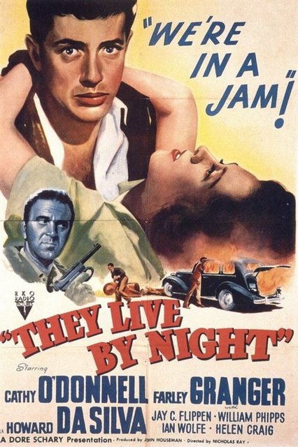 11-They Live by Night (1949) -  - Suç filmlerinin 'B tipi' döneminden Nicholas Ray imzalı bir yapıt. Farley Granger-Cathy O'Donnell gibi bu devrenin 'akılda kalıcı' oyuncularının 'katil aşık'ı canlandırdığı bir sinema eseri. Edward Anderson'ın 'Thieves Like Us' adlı romanından uyarlanan bu özlü ürünün Robert Altman'ın bakışından bir de 1974 tarihli yeniden çevrimi var. Büyük Buhran döneminin yönlendirdiği koşulsuz noktalar üzerinden yürüyen politik metinleriyle de her zaman özel bir yere sahip "They Live by Night".