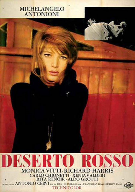 11-Kızıl Çöl (Il Deserto Rosso / Red Desert) (1964): Ravenna'daki bir fabrikanın atıklarının 'anti-felaket'e dönüştüğü ve etraftaki insanları esir altına aldığı bir modern sinema mücadelesi... Daha doğru bir tanımla, Monica Vitti ve diğerlerinin 'renk'lerle bir şeyler anlatan Antonioni sinemasına geçişte çok şey ifade eder hale geldiği, keskin bir sanayileşme eleştirisi diyebiliriz. "Kızıl Çöl", anti-felaket fonunda varoluş sancıları çeken nevrotik bir kadını, onun ilişki açlığını ve bu durumun yarattığı 'evlilik'te iletişimsizlik sorunsalını devreye sokma 'şekli'yle anlamlıdır.