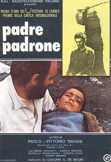 24-Babam ve Ustam (Padre Padrone) (1977): İtalya'nın 'Sardunya' adasından sinemanın en akılda kalan 'baba-oğul' ilişkisini çıkaran eser, Taviani Kardeşler'e Cannes Film Festivali'nde 'Altın Palmiye' kazandırmıştır. Pastoral görüntüleri, seyirciyi diken üstünde tutuşu ve sosyal gerçekçi alışkanlığa yaklaşımıyla dikkat çeken bir yetişme hikayesinin adresine dönüşmüştür.