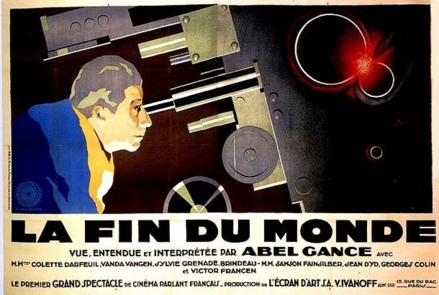 6-End of the World (La Fin du Monde) (1931): Fransa'dan ve çeşitli ülkelerden birçok karakteri aynı amaç uğrunda birleşmeye çağıran bir 'kıyamet bekleyişi süreci' filmi. Bilinen gerçekliğin izinde sanatçısından ahlaksızına, kadınından erkeğine kadar gerçek bir Fransız Şiirsel Gerçekçiliği 'karakter odaklı dramı'nın merkezi diyebiliriz... "La Fin du Monde", Abel Gance'ın 'ara plan' ve 'görüntü bindirme' ağırlıklı kurgu yetkinliği ile parlıyor. Sinemaya bir 'belge-film' bırakıyor.