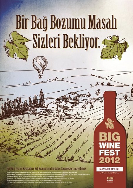 Ankara'daki ilk şubesini 2007 yılında açan ve son olarak Tarabya şubesiyle Türkiye genelinde 14 şubeye ulaşarak hızla büyüyen Big Chefs; 15 Ekim'e kadar 'Big Wine Fest' ile şarapseverlere bağ bozumunun büyüsünü yaşama ve Kapadokya'nın sihirli dünyasını keşfetme fırsatı sunuyor. Her şubeden bir çiftin seçileceği çekilişte kazananlar, 3-4 Kasım tarihlerinde, Kapadokya'da keyifli bir bağ bozumu deneyimleme şansı elde edecek. Daha fazla bilgi için: http://www.bigchefs.com.tr/