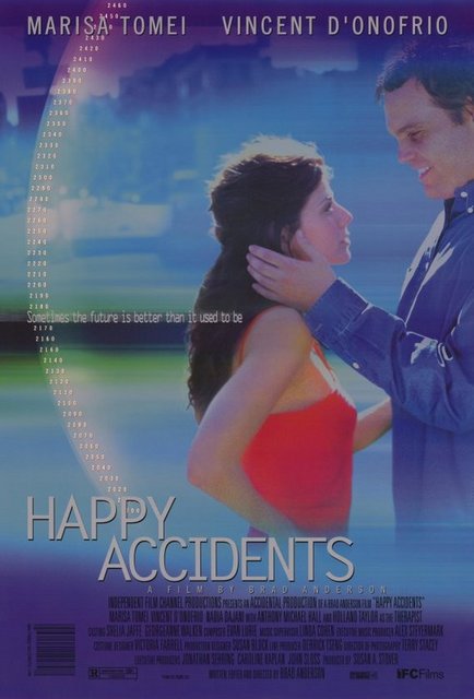 7-Happy Accidents (2000) -  - Brad Anderson'ın zaman yolculuğu ile gelecekten 2000 yılı dünyasına geldiğini söyleyen bir adam ile bu durumun yarattığı 'heyecan'ın üzerine gittiği eseri... "Happy Accidents", Marisa Tomei ile Vincent D'Onofrio'nun arasından yükselen anlaşılmazlıklar, gariplikler ve absürtlükler dolu bir romansın, 'bağımsız ruh'lu öyküsüdür. Chrystie Delancey gizemi de bu yolculuğun büyük oranda gerçekleşmesine alan açmıştır.