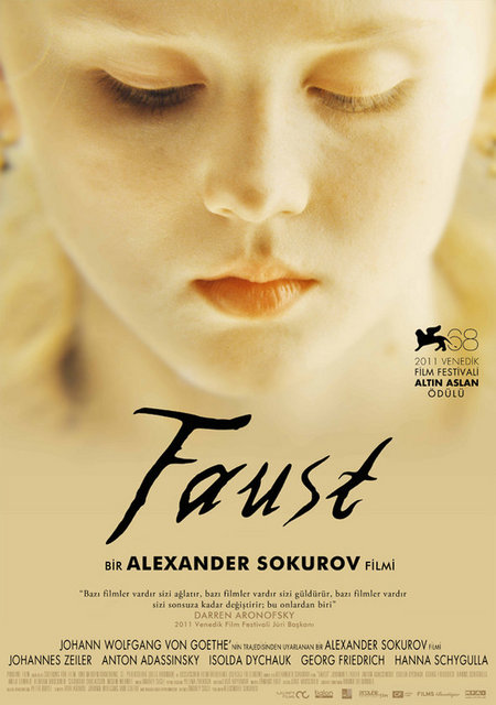 9-Faust (2011) -  - Belki de sinemanın en ayrıksı Faust uyarlaması diyebiliriz. Aleksandr Sokurov'un yedinci sanatın gelenekleriyle derdi olan 'yabancılaştırıcı' sineması, burada iki tarafı kesilmiş eski geniş ekran formatının tam ekran formatında canlandırılmasıyla derinlik kazanıyor. Böylece ruhani, mistik, fantastik ve imgesel bir yolculuğun sözünü veriyor.