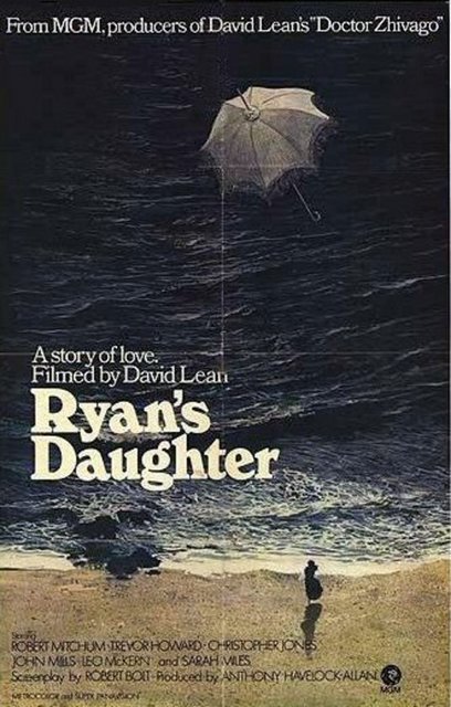 İrlandalı Kız(Ryan's Daughter)(1970) - 1916 yılı İrlanda'sında, Britanya yönetimine karşı Paskalya Ayaklanması'nın göbeğinde filizlenen bir aşk öyküsü... Rosy (Sarah Miles) ile İngiliz subay Charles (Robert Mitchum) arasındaki ilişki o kadar ateşlidir ki cinsellik dozajı da yer yer artar ve modern sinemanın gelenekleriyle yoğrulur. Doktor Zhivago ve Brief Encounter gibi destansı aşk filmleriyle tanınan David Lean'in daha az bilinen gömülü hazinesi...