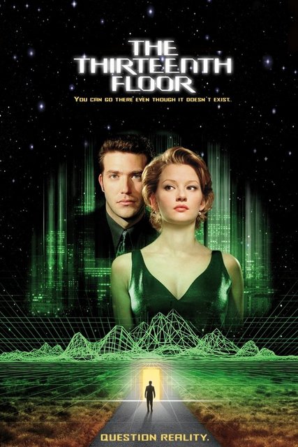 9-The Thirteenth Floor (1999) -  - Hannon Fuller, bir sanal gerçeklik simülasyonu yaratmıştır. 1937'nin Los Angeles'ını canlandıran bu keşif son derece dahiyanedir. Peki ama bunu keşfeden adamın vefat etmesi nasıl soruları açığa çıkaracaktır? Daniel F. Galouye'nin 1964 tarihinde yayınlanan Simulacron-3 adlı romanı kuşkusuz 'Matrix'in harekete geçirdiklerini daha az temaşa ile yapmıştır. Josef Rusnak da burada sanal gerçeklik yaratımını muhafazakar kalıplarından alıp 'alternatif gerçeklik'in ve 'yaşadığımız dünya bir bilgisayar programı mı?' sorusunun kıyısına yaklaştırıyor. Elbette kara film inşaasıyla yürüyen kapkaranlık bir simülasyon eşliğinde...