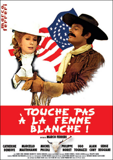 5-Beyaz Kadına Dokunma (Ne Touche Pas à la Femme Blanche / Don't Touch the White Woman!) (1974)  -  - Marco Ferreri'nin hınzır ve camp taşlamalarının 'western' şubesi, o kadar garip metaforlarla örülü ki adeta içinden çıkmak imkansız. Peki ama sürekli yükselen zevk kat sayısının mı yoksa sinemasal derinliğin mi? Bu sorunun cevabını vermek de Catherine Deneuve, Marcello Mastroanni, Philippe Noiret gibi oyuncuların etkisinden kurtulduğunuzda size kalmış.