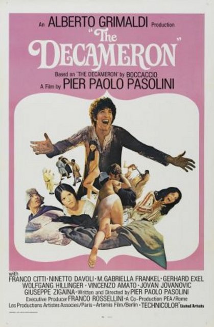 2-Dekameron (Il Decameron / The Decameron) (1971):   20. yüzyıl ve Orta Çağ arasında bağ kuran, cinsel yozlaşma odaklı cüretkar dokuz öykü... Boccaccio'nun hikayelerinden uyarlanan bu Pasolini cinliği, büyük oranda dünya sinemasının kaderini de belirlemişti. 'Modern sinema' eğilimlerine 'ekstra tuğlalar' eklemesiyle bir ustanın 'çıkış'ını müjdeleyip 'Yaşam Üçlemesi'ni başlatmıştı. Sinema yazarlığının duayenlerinden Rekin Teksoy anısına gösterilecek filmin değeri bizim için daha da özel.