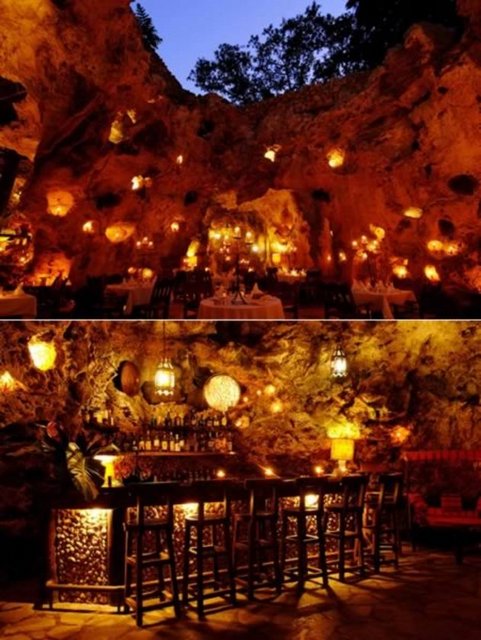 Cave Restaurant (Afrika)Mağarada yemek fikri tam bir romantizme dönüşürülmüş.