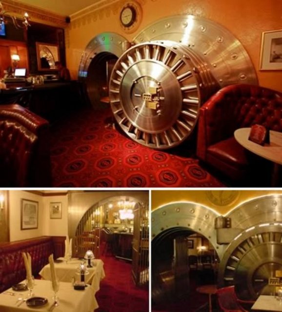 Bank Vault Restaurant (Colorado,Amerika) Bankaların tüm paralarının bulunduğu para kasalarını bilirsiniz. İşte bu sefer orada lezzetli yemekler ikram eden bir restoran kurulmuş.