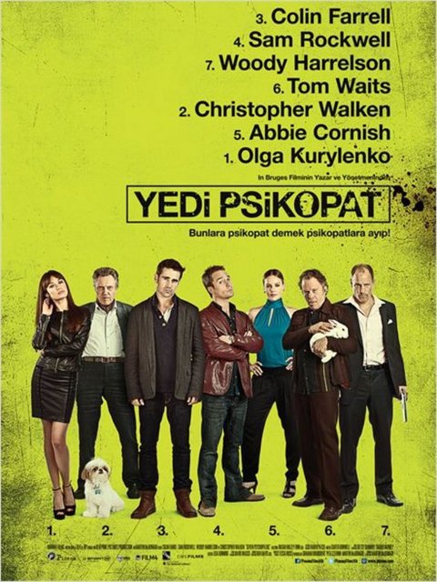 Martin Mcdonagh'ın yönetmenliğini üstlendiği ''Yedi Psikopat'' filmi, komedi severleri salonlara çekmeyi hedefliyor.