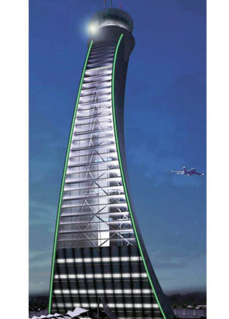 HİLAL FORMLU - Birleşik Arap Emirlikleri'nin başkenti Abu Dabi, - dünyanın en ilginç kontrol kulelerinden birine - sahip. Bu kulenin en önemli özelliği hilal - şeklinde olması. Abu Dabi'nin coğrafyası, - kültürü ve tarihi dikkate alınarak yapılan - dünyanın en yüksek ikinci kulesi 110 metre.