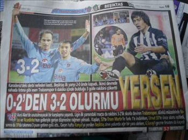 Trabzonspor-Beşiktaş: 3-2   24 Şubat 2007 tarihinde Trabzonspor, Avni Aker'de oynanan maçın ilk yarısını 2-0 yenik kapattı. Bordo-mavili takım, ikinci yarı 7 dakika içinde(53.55.60) 3 gol atarak muhteşem bir geri dönüş yaptı. -