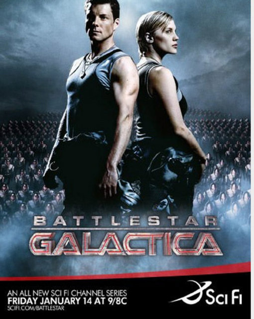 43- Battlestar Galactica:   Askerî bilim kurgu ve drama türündeki televizyon dizisi ve Battlestar Galactica serisinin bir parçasıdır. 1978'de Glen A. Larson tarafından yaratılan orijinal Battlestar Galactica televizyon dizisinin David Eick ve Ronald D. Moore tarafından oluşturulan yeni nesil çekimidir.