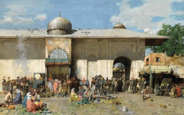 KİMLİK KARTI:  - RESSAM: Alberto Pasini (1826-1899) - RESMİN ADI: Pazar - YAPILIŞ TARİHİ: 1883 - TÜR: Yağlıboya - FİYATI: 1 milyon 341 bin TL