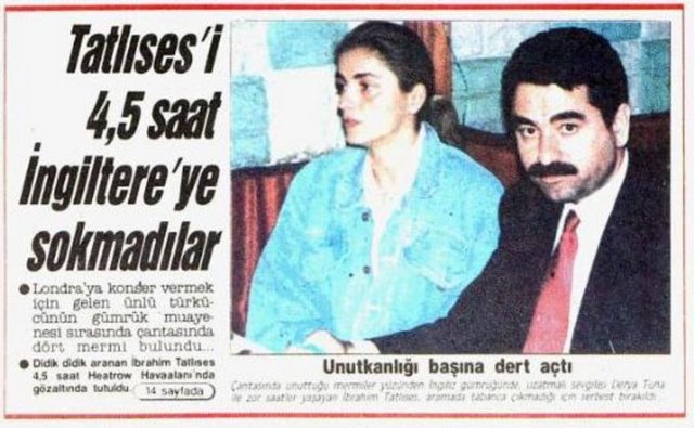 1990 - Çantasında unuttuğu mermiler nedeniyle İngiliz gümrüğünden sıkıntılı saatler yaşayan İbrahim Tatlıses ve Derya Tuna, aramalarda tabanca bulunmadığı için serbest bırakıldı... -