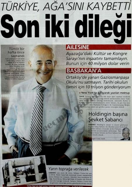 (2004) Kendine has uslübu ve esprileriyle iş dünyasının en renkli siması olan Sakıp Sabancı, çalışkanlığı ve hayırseverliğiyle iz bıraktı. Sabancı'nın hayatta doyamadığı tek şey para değil, çalışmaktı: "Çünkü, çok kısa sürede, harcayamayacağınız kadar paraya kavuşmak mümkün. Ama çalışmak, bir işi başarmak, paradan farklı şeylerdir. Futbolculun gol atması, bestekarın eserini tamamlaması gibi bir şey..."