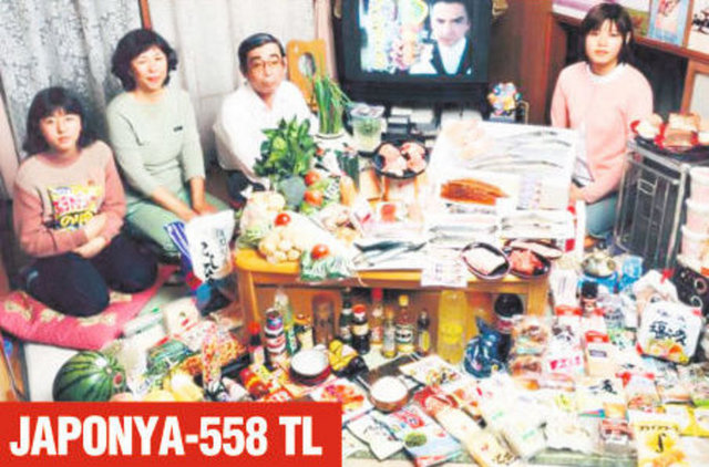 4 kişilik Ukita Ailesi balık, kırmızı et, patates, pirinç, brokoli, karpuz, muz, mısır, peynir tüketiyor. 200 sterlin (558 TL)