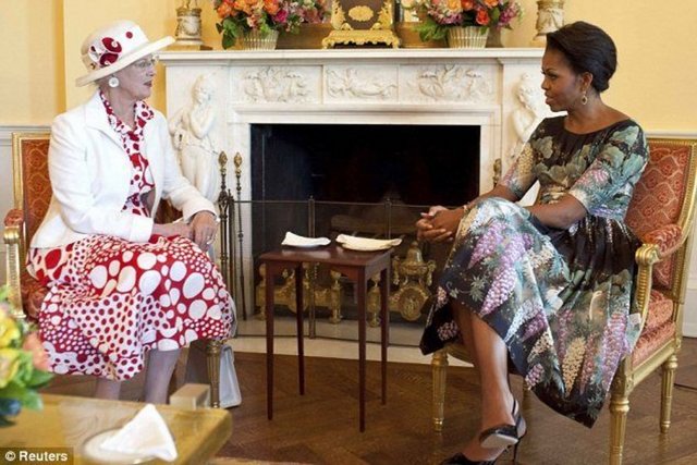 Haziran 2011: Beyaz Saray'da Danimarka'nın kraliçesi Margrethe'yi ağırlarken
