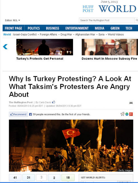The Huffington Post; 'Türkiye niye protesto ediyor?'
