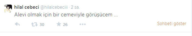 Cebeci, "Alevi olmak için cemeviyle görüşücem" yazınca takipçilerinin tepkisiyle karşılaştı.