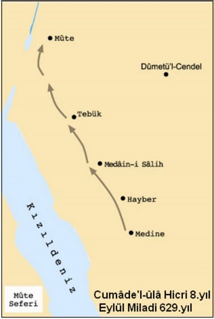 Daha sonra Muhammed orduya, kadın ve çocukları, yaşlıları öldürmemeleri; ağaçları, evleri ve kiliseleri yıkmamaları konusunda telkinlerde bulundu.