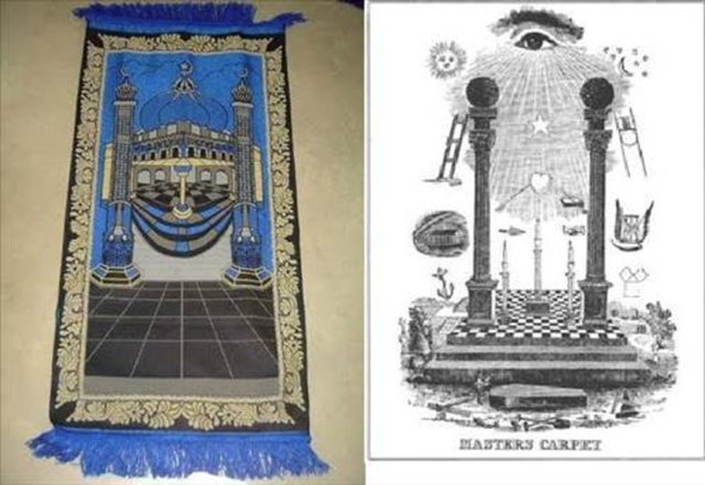 Bu seccadede de masonik simgeler ustaca yerleştirilmiş gözüküyor.