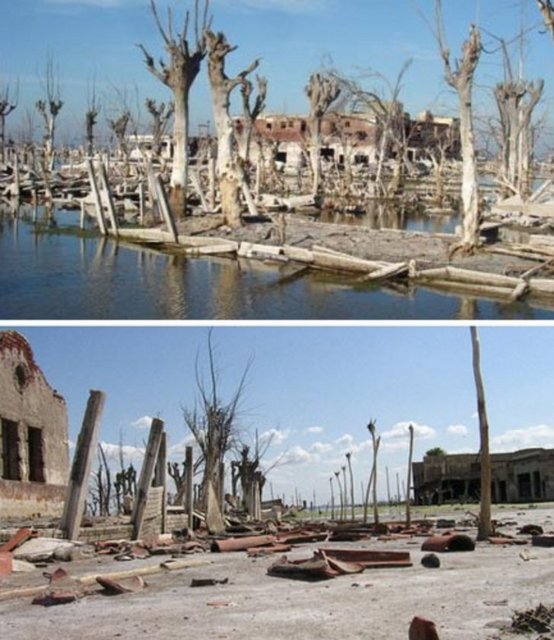 Epecun, Arjantin Şehrin ortasından geçen nehrin taşmasıyla boşaltılmış...