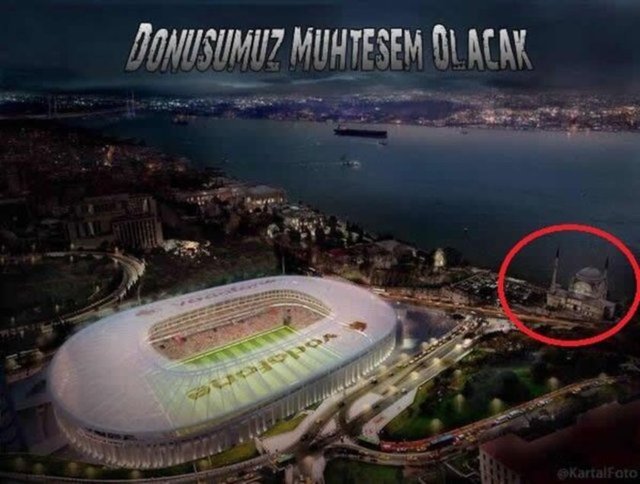 Bu Beşiktaş'ın yeni stadı, hemen yanında da cami var