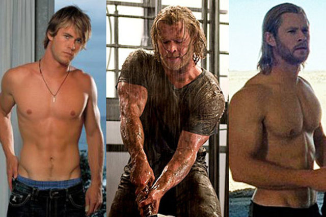 Chris Hemsworth 98 kilodan 84 kiloya sadece 4 ayda düşen Hemsworth, Thor filmi için tekrardan 15 kilo aldı.