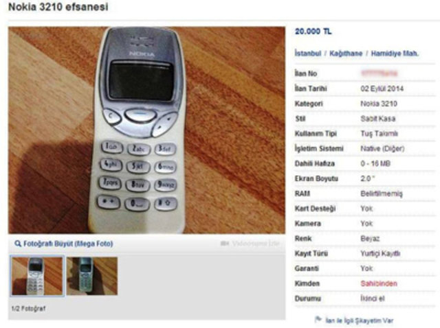 Nokia 3210 telefon 20 bin