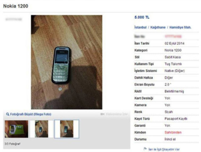 Nokia 1200'ın satış fiyatı ise 5 bin TL.