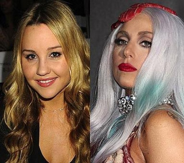 Amanda Bynes ve Lady Gaga - İkisi de 1986 doğumlu. Ama abartılı makyajıyla Lady Gaga daha yaşlı görünüyor. -  -
