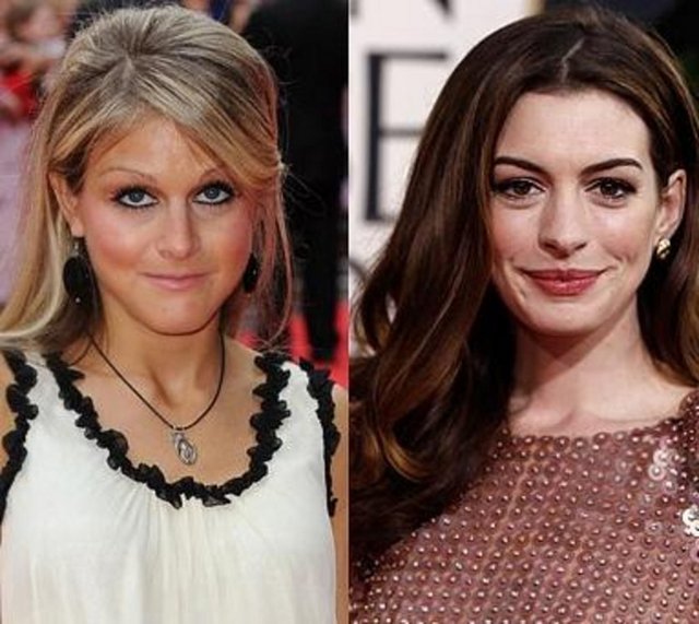 Nikki Grahame ve Anne Hathaway - Her ikisi de 1982 doğumlu.. Ama belki de saç rengi yüzünden Grahame daha olgun görünüyor. -