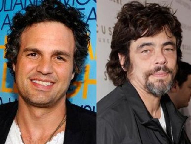 Mark Ruffalo ve Benicio Del Toro - İkisi de 1967 doğumlu. Ama Del Toro'nun alameti farikası olan gözaltı halkaları onu kendisinden büyüklerden bile daha yaşlı gösteriyor. -  -