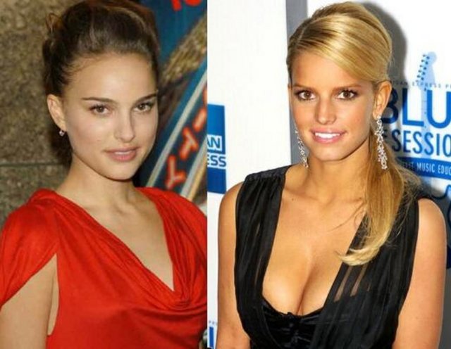 Natalie Portman ve Jssica Simpson - İkisi de 1981 doğumlu. Ama Portman çocuksu görüntüsü nedeniyle Simpson'dan daha genç görünüyor. -